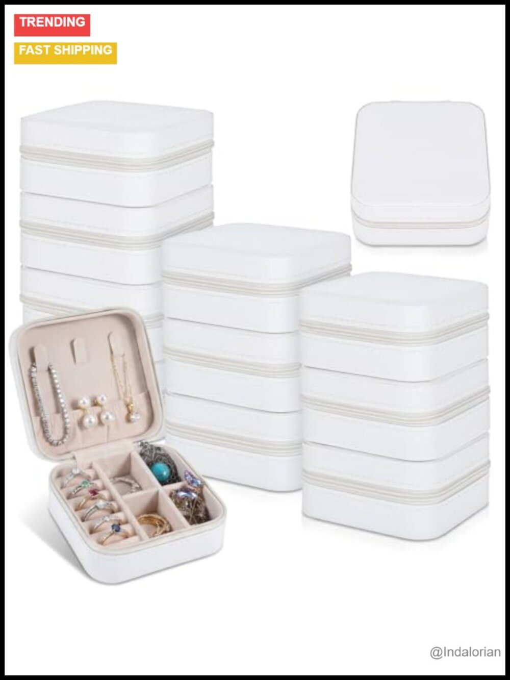 Mini PU Leather Travel Jewelry Case Organizer Earring Ring Storage Box